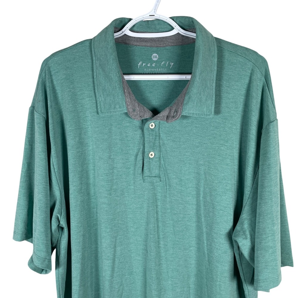 Free Fly Bamboo Performance Polo Shirt Mens 3XL Green Short‎ Sleeve Stretch